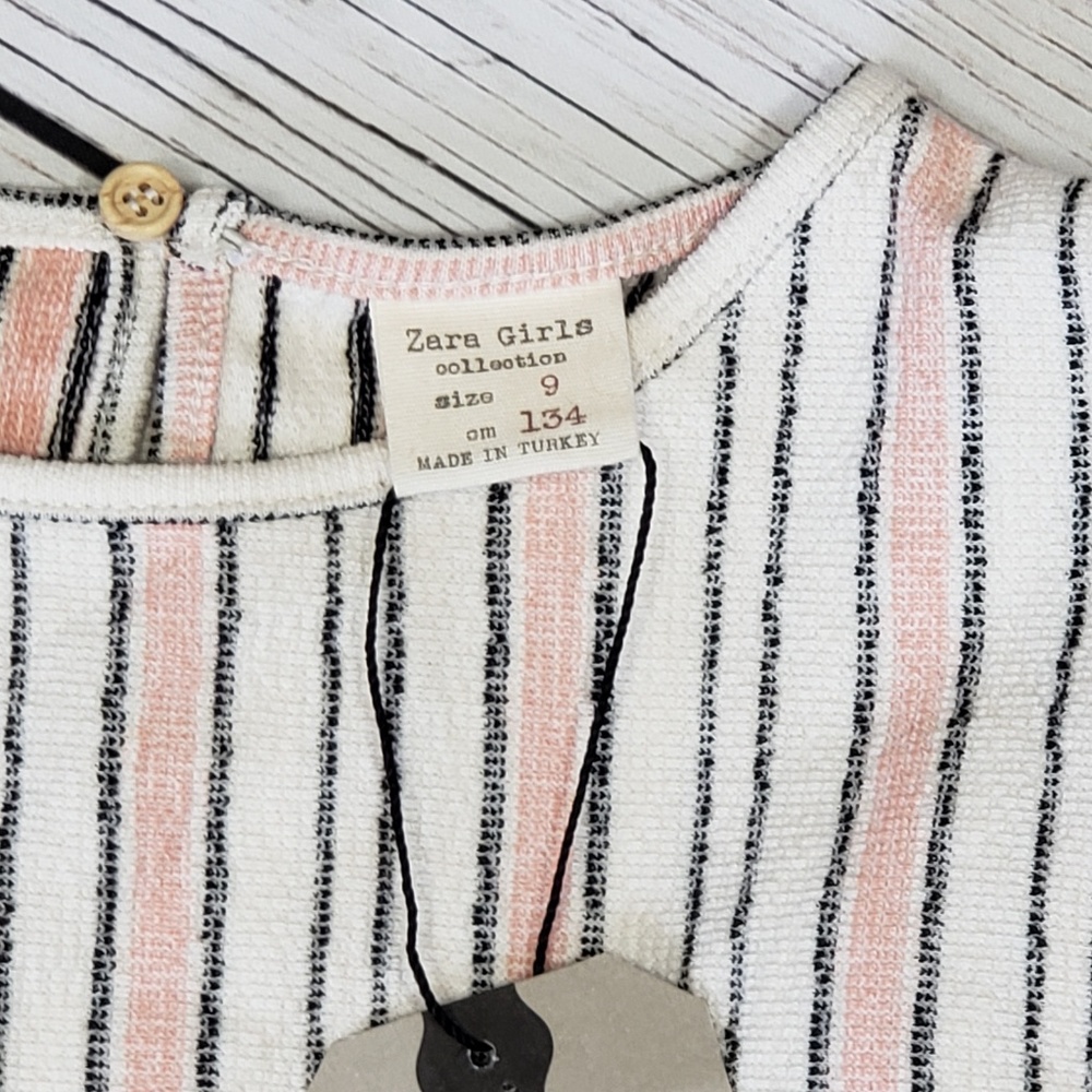 Zara Girls Pin Stripped Long Sleeve Dress Sz 9 - Picture 7 of 7